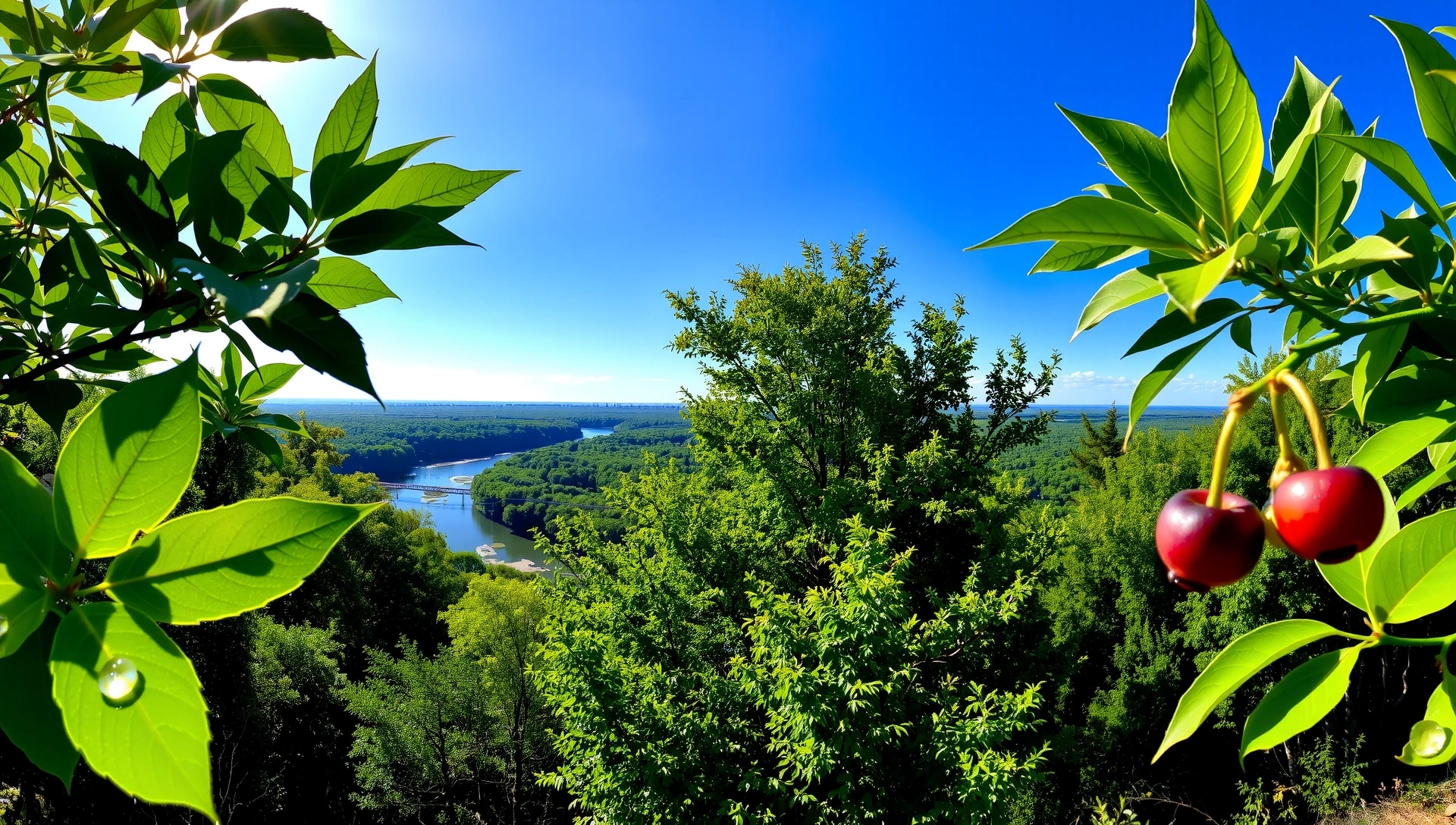 Peisaj natural vibrant cu elemente de sănătate, simbolizând vitalitatea și natura