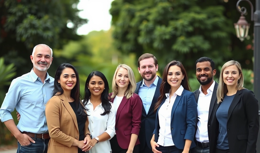Fotografie de grup a echipei Naturavital într-un cadru natural, zâmbind și interacționând.